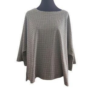MAX STUDIO LONDON Womens 2X Geometric Print Dolman Sleeve Top Black White